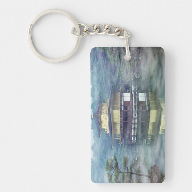 Mist on the Golden Pavilion at Kinkakuji Temple - Keychain (Front)