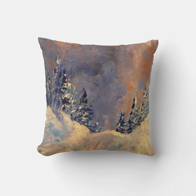 Mist on the Snow Peak 2009 Throw Pillow (Front)
