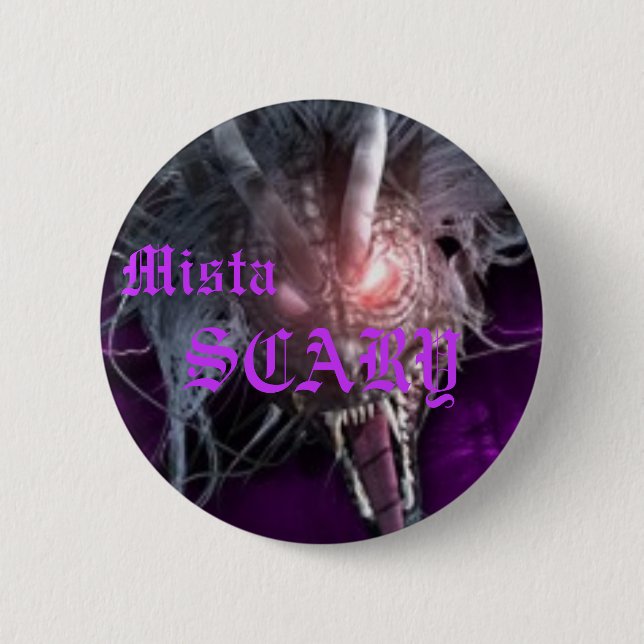 Mista SCARY Bright Purple Dragon Button (Front)