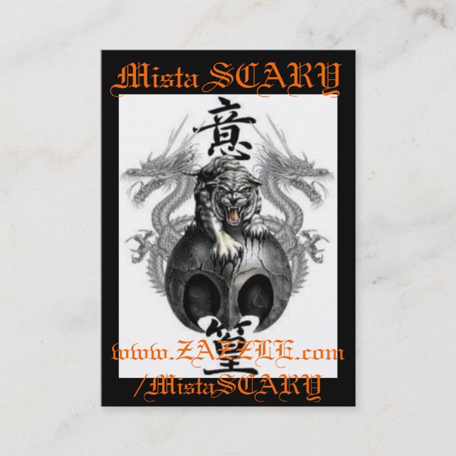 Mista SCARY Tiger & Dragons Profile Business Card (Front)