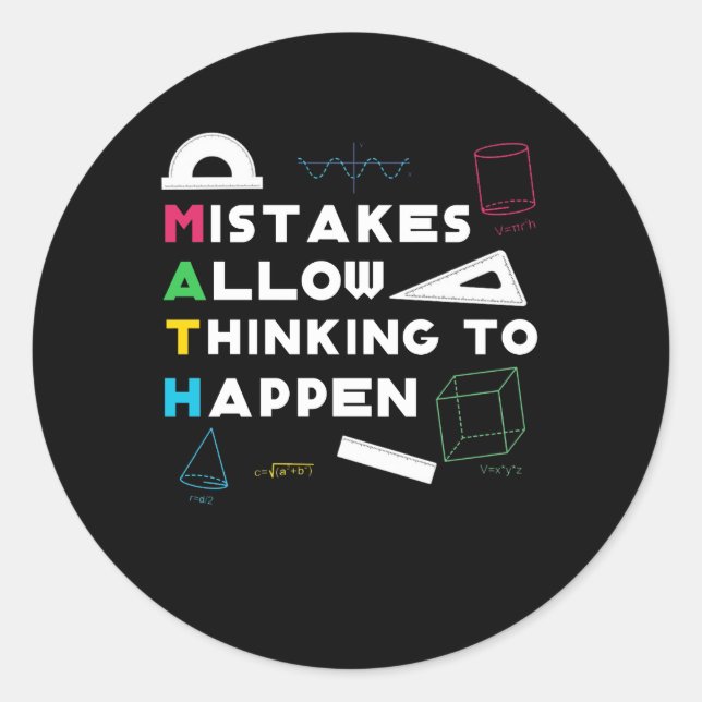 Mistake Allow Thinking Happen Math Lover Classic Round Sticker (Front)