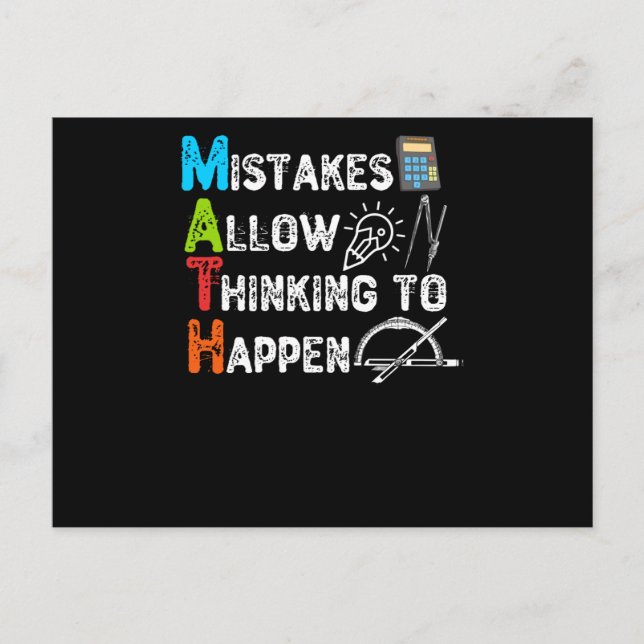 Mistakes Allow Thinking To Happen - Funny Math Postcard (Front)