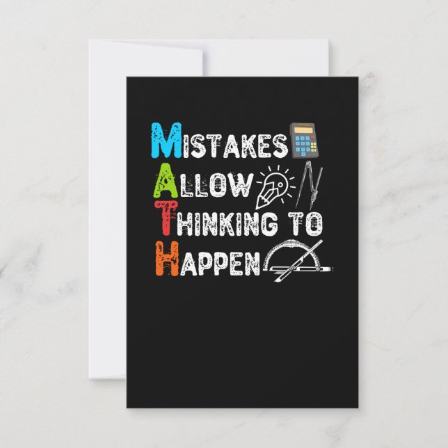 Mistakes Allow Thinking To Happen - Funny Math Thank You Card (Front)