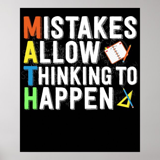 Mistakes Allow Thinking To Happen Math Day Poster (Front)