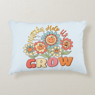 Mistakes Help Us Grow Playful Floral Motivation Accent Pillow