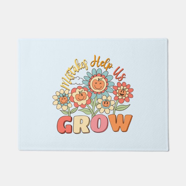 Mistakes Help Us Grow | Playful Floral Motivation Doormat (Front)