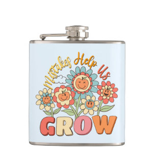 Mistakes Help Us Grow   Playful Floral Motivation Hip Flask