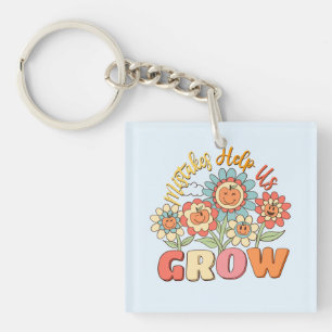 Mistakes Help Us Grow   Playful Floral Motivation Keychain