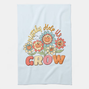 Mistakes Help Us Grow Playful Floral Motivation Kitchen Towel
