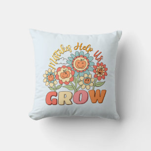 Mistakes Help Us Grow Playful Floral Motivation Throw Pillow