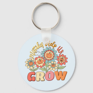 Mistakes Help Us Grow –Playful Floral Motivational Keychain