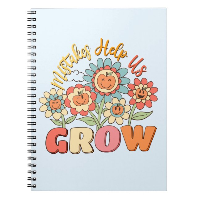 Mistakes Help Us Grow –Playful Floral Motivational Notebook (Front)