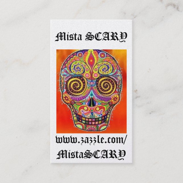 MistaSCARY Happy Sugar Skull Profile Business Card (Front)