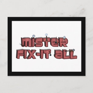Mister Fix-It All Wooden Text Design Postcard