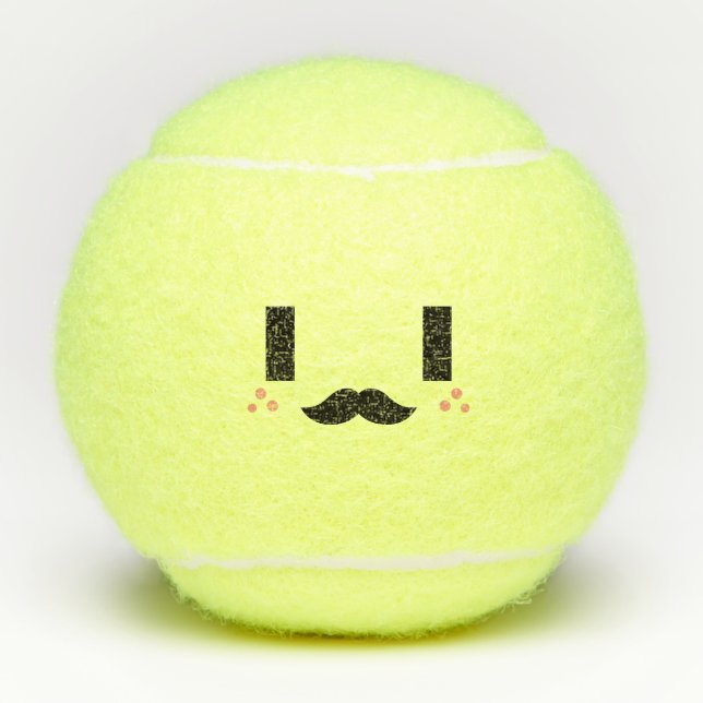 Mister Kawaii Cute Smiling Emoticon Emoji Face Tennis Balls (Front)