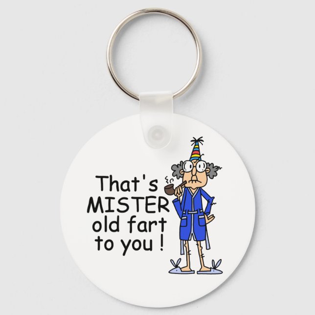 Mister Old Fart Birthday Humour Keychain (Front)