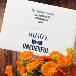 Mister Onederful Bow Tie 1st Birthday Envelope