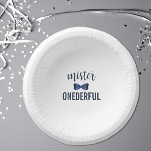 Mister Onederful Bow Tie 1st Birthday Paper Plate