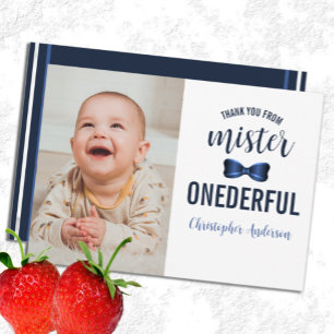 Mister Onederful Bow Tie 1st Birthday Thank You Card