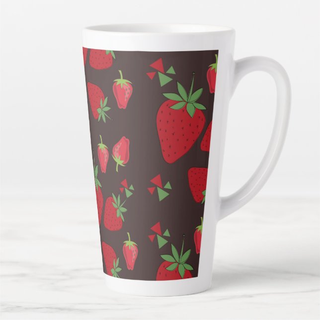 Misterius and elegant strawberries pattern latte mug (Right)