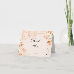 Mistical Peach Starry Botanical Folded Wedding Thank You Card