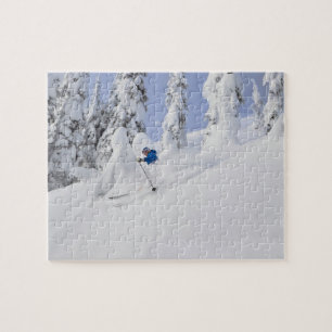 Mistie Fortin skis powder Jigsaw Puzzle