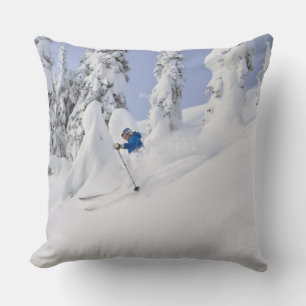 Mistie Fortin skis powder Throw Pillow