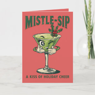 Mistle-sip – Funny Christmas Wine & Cocktail Pun Card