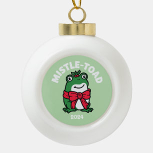 Mistle-Toad Ceramic Ball Christmas Ornament