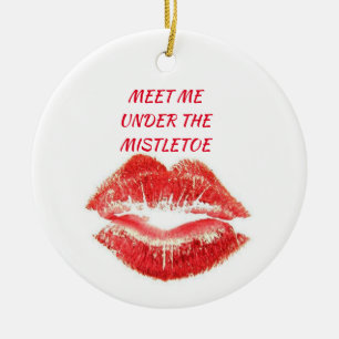 MISTLE TOE / MERRY CHRISTMAS ON OTHER SIDE  CERAMIC ORNAMENT