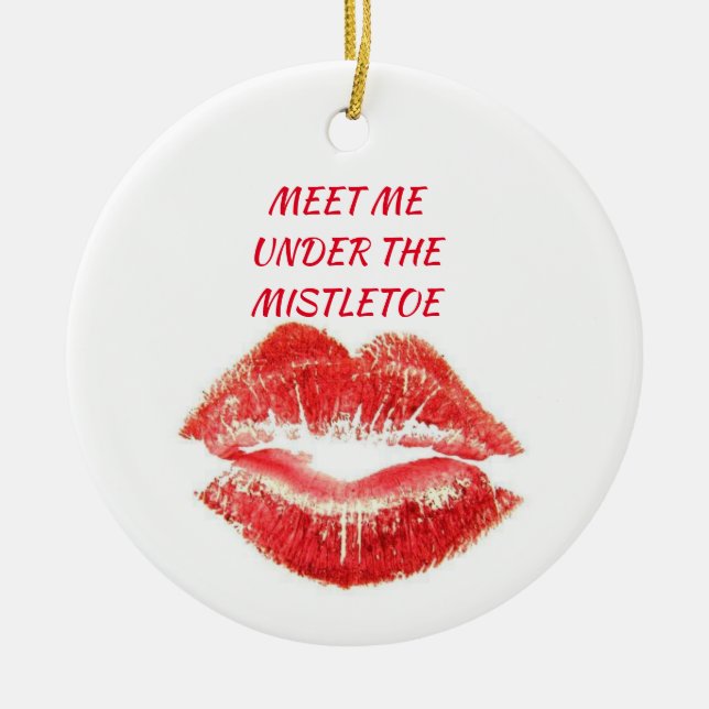 MISTLE TOE / MERRY CHRISTMAS ON OTHER SIDE  CERAMIC ORNAMENT (Front)