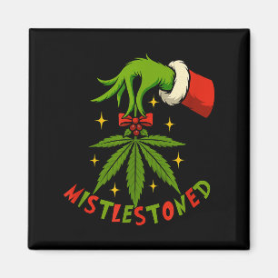 Mistlestoned Weed Leaf Funny Stoner Christmas  Magnet