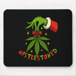 Mistlestoned Weed Leaf Funny Stoner Christmas  Mouse Pad