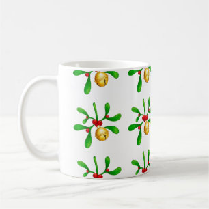 Mistletoe And Bells Pattern Coffee Mug