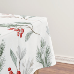 Mistletoe and Holly Berries Pattern Tablecloth