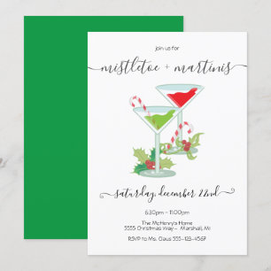 Mistletoe and Martinis Holiday cocktail Party Invitation