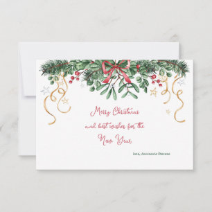 Mistletoe and Pine Christmas Card