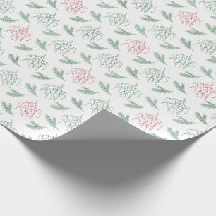 Mistletoe and Pine Christmas Red and Green Wrapping Paper