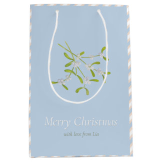 Mistletoe and Stripes Blue Eggnog Gift Bag