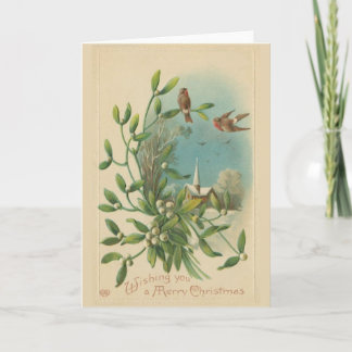 Mistletoe Bird Christmas Card