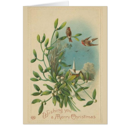Mistletoe Bird Christmas Card