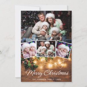 Mistletoe Branch Rustic 4 PHOTO Christmas Greeting Holiday Card