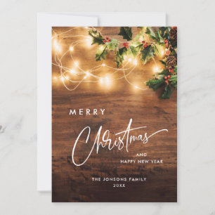 Mistletoe Branch Rustic Christmas Greeting Holiday Card