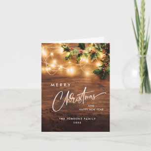 Mistletoe Branch Rustic Christmas Greeting Holiday Card