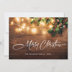 Mistletoe Branch Rustic Christmas Greeting Holiday Card