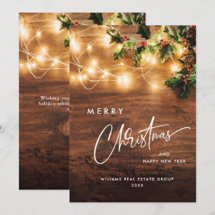 Mistletoe Branch Rustic Corporate Christmas Holiday Card