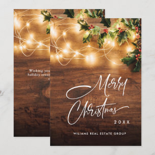 Mistletoe Branch Rustic Corporate Christmas Holiday Card