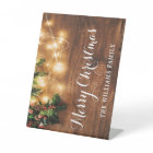 Mistletoe Branch Rustic Wood Merry Christmas