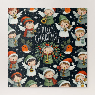 Mistletoe Christmas Angelic Carolers Jigsaw Puzzle