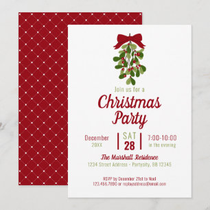 Mistletoe Christmas Party Holiday Invitation